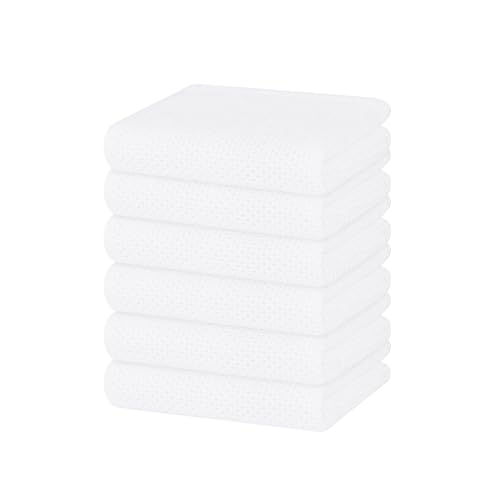 100% Cotton Waffle Weave Kitchen Dish Towels 6 (White / 13 X 28 - 6 Pack)