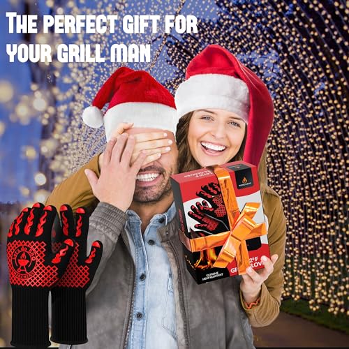 BBQ Grill & Oven Gloves 1472°F Heat Resistant (Red)