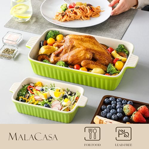 Ceramic Baking Dishes Set of 4 (Green / Set of 4-rectangular)