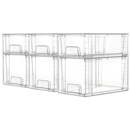 Clear Stackable Storage Drawers (3 Medium+3 Small)