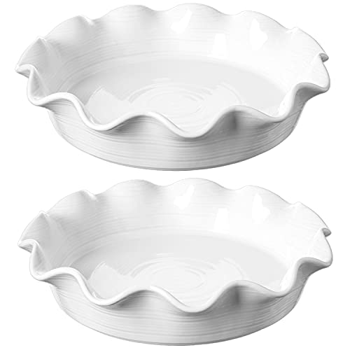 Ceramic Pie Pans for Baking (White)