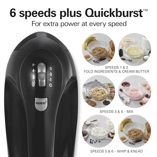 6 Speed Electric Hand Mixer With Easy Clean Beaters (Black / Powerful 275 Watt Motor (Pack of 1))