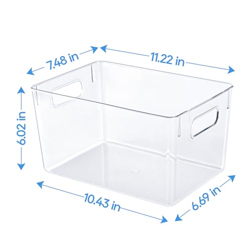 Clear Plastic Storage Bins (4pack 11.2"Lx 7.5"W x 6" H)