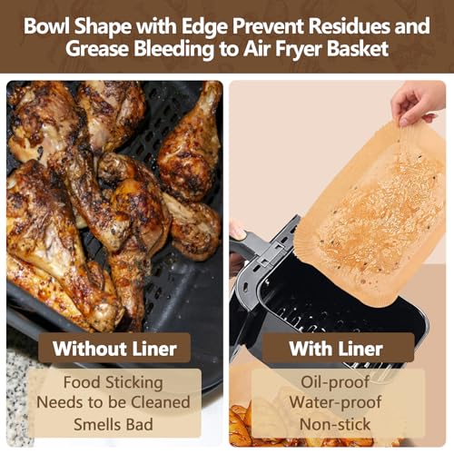 Air Fryer Paper Liners Disposable For Ninja (8.6x5.5 Inch Rectangle)