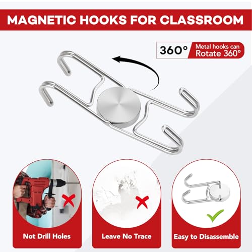 Magnetic Hooks for Cruise Cabins 30Lbs+ Heavy Duty Magnet Hook (Silver / 0.79in×2.0in-2)