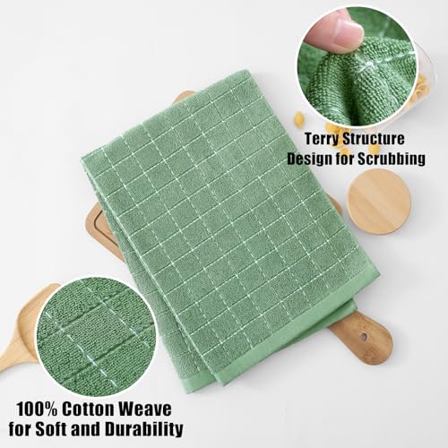 100% Cotton Terry Kitchen Towels (Grass Green / 20 X 28 - 4 Pack)