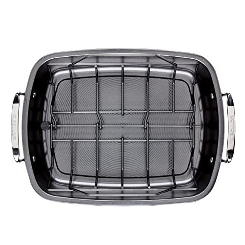 Ultra Lasting Nonstick Roasting Pan with Rack (17 Inch x 13 Inch / Easy Serve Rack)