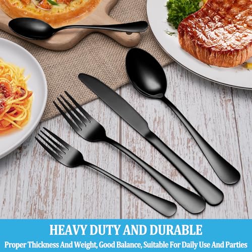 60 Pcs Black Silverware Set (Black)