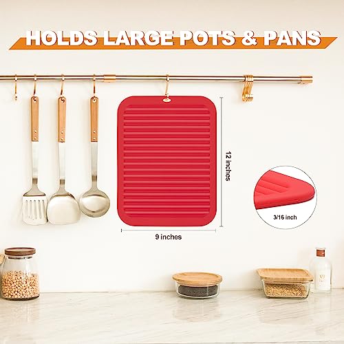 4 Pack Square Silicone Trivets (9x12in, 4 Red Rectangle)