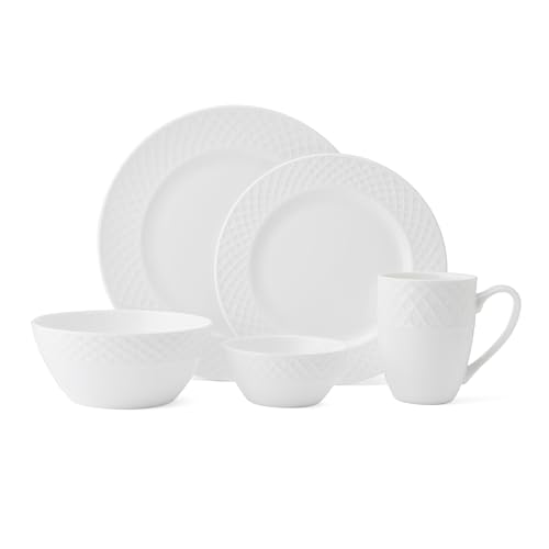 Trellis 40 Piece Dinnerware Set Service for 8 Bone China White (Trellis)