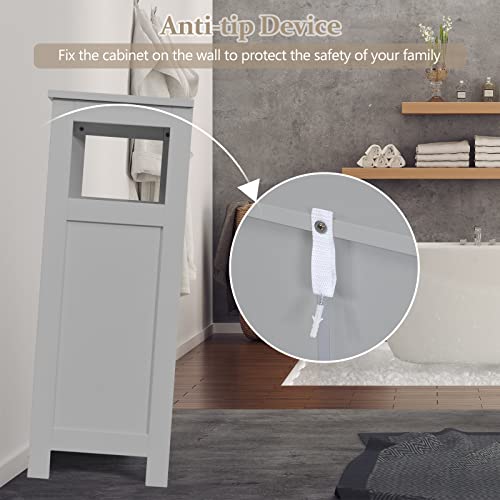 Bathroom Storage Cabinet (Grey / 23.5 inches x 12 inches x 31.5 inches)