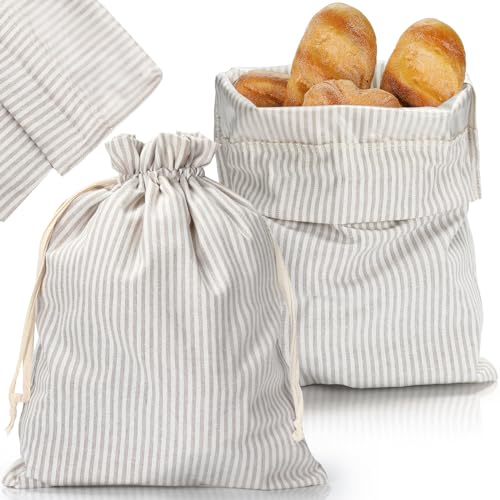 2 Pcs Linen Bread Bags Homemade 13x17 Inches (Retro Style)