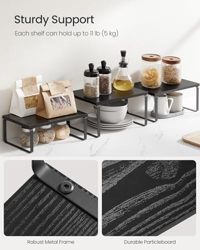 Cabinet Organizer Shelf (Ink Black + Ebony Black / S (4.6"H) + S (5.4"H) + S (6.2"H))