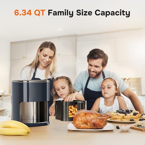 Air Fryer 6.34 QT Digital Airfryer with Visible Window (Gray-6.34Qt / 6.34 Qt)