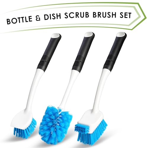 Dish Brush Set of 3 with Bottle Brush (Round Head)