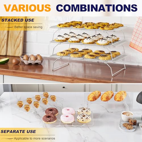 3 Tier Stackable Cooling Rack for Batch Cooling (10''x15.8''-3Tier / Silver)
