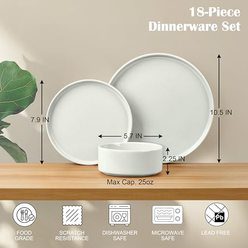 Dinnerware Sets for 6 (Stone White / Round-18pcs for 6)