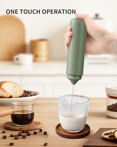 Rechargeable Milk Frother Handheld (Green)