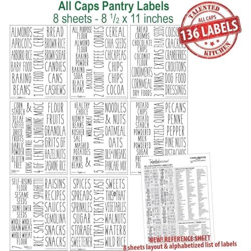 Kitchen Adhesive Labels (Black Text on Clear Background / Varies)