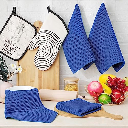 100% Cotton Waffle Weave Kitchen Dish Cloths 8 (Blueberry / 12 X 12 - 8 Pack)