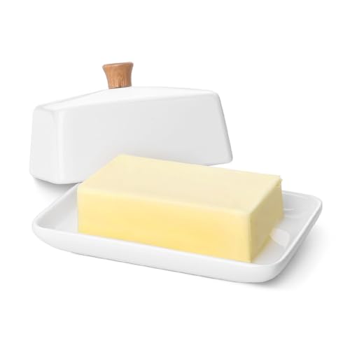 Extra Large Ceramic Butter Dish with Lid (White / Extra Large)