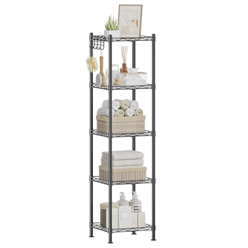 5 Tier Bathroom Shelf (Ink Black + Translucent / 5 Tiers (11.8"W))