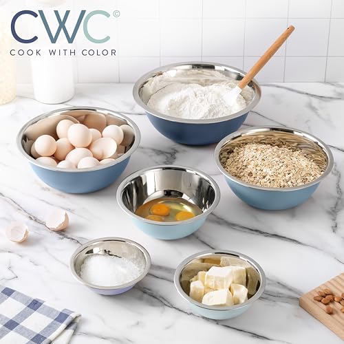 Stainless Steel Mixing Bowls Set (6 Pieces / Blue)
