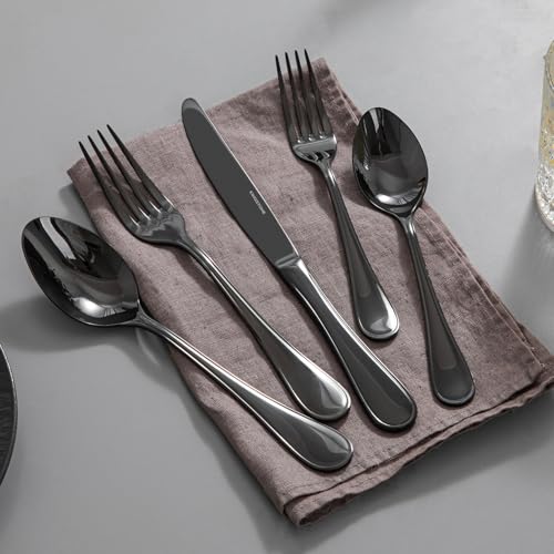 18 10 Stainless Steel Silverware Set for 4 (Black / 20-Piece)