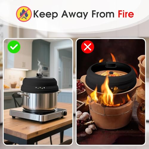 Microwave Splatter Cover for Food 9.8 Inch Microwave Cover with Handle (Black / 9.8Inch)