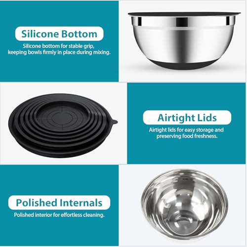 Mixing Bowls Set with Airtight Lids (Black)