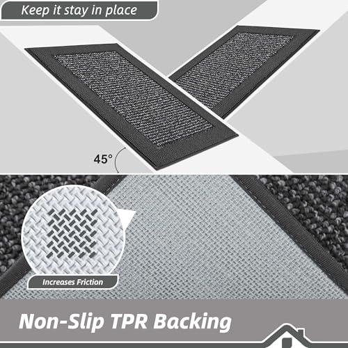 Kitchen Rugs Set of 2 (Charcoal / 20"x32"+20"x48" (Rectangular))