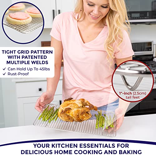 Stainless Steel Cooling Rack for Cooking and Baking (10" x 15" Jelly Roll - 1 PC)