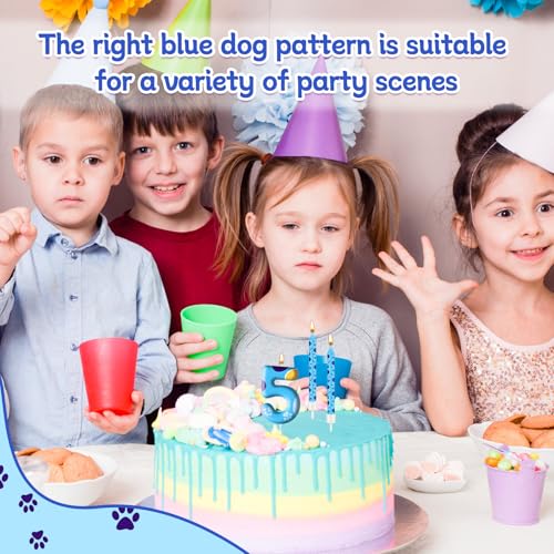 13PCS Blue Dog Paw Birthday Candles Set Cake Topper Numeral Birthday Candles for Boy Girl Dog Paw Decoration (Blue+Yellow+White / 5)