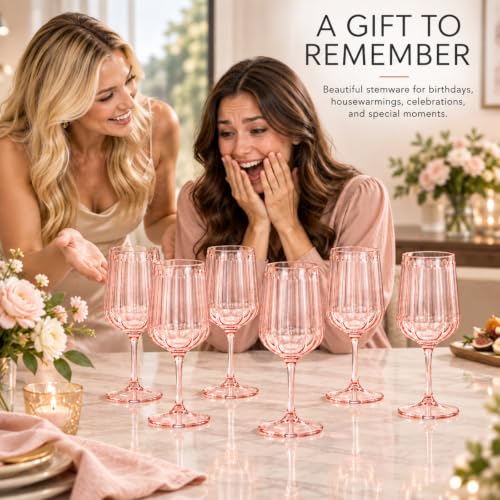 Acrylic Lucia Stemmed Goblets (Wine Glass / Pink)