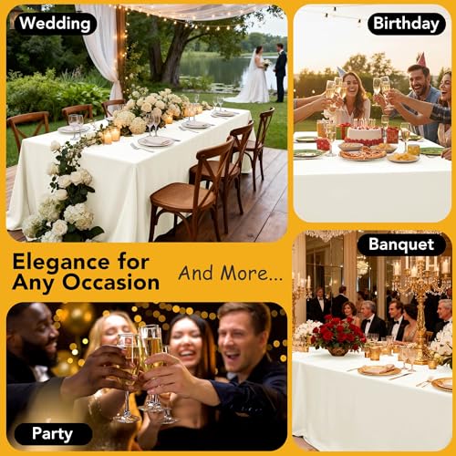 10 Pack Ivory Tablecloths for Rectangle Tables (Ivory / 54x108 In, 10 Pack)