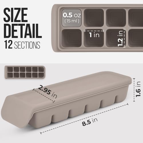 0.5 oz 12 Cavity Silicone Ice Cube Freezer Tray with Lid (0.5oz/12ct – 4 Packs / 4 Colors)