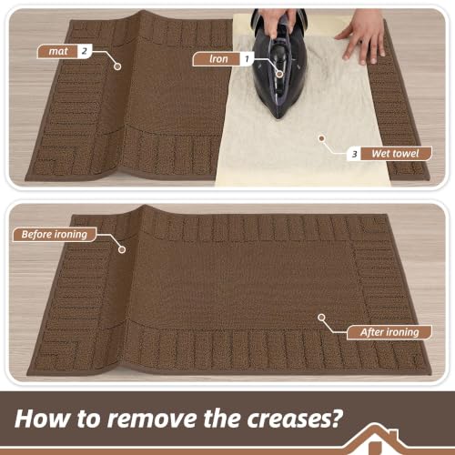Kitchen Rugs Non Slip Washable 2PCS (Brown / 24"x35"+24"x60" (Rectangular))