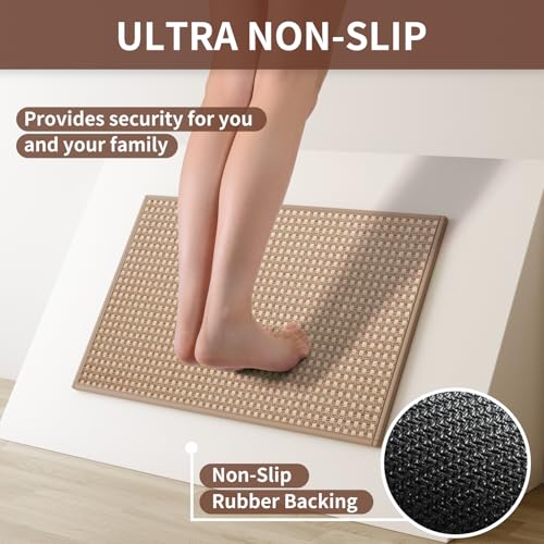 Kitchen Rugs Kitchen Mats for Floor Non Slip Washable Brown 17"x30" (Brown / 17"x30")