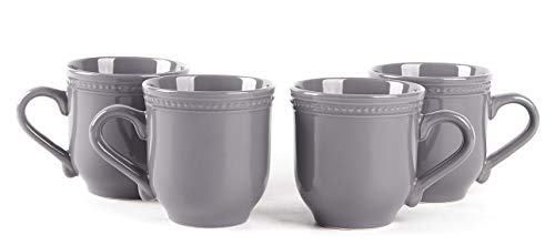 HomeVSS 16 Piece Pearl Dots Stoneware Dinnerware Set (Gray)