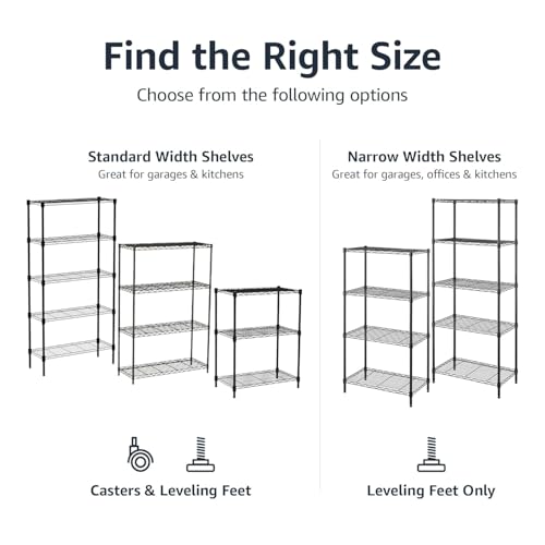 5 Shelf Adjustable Heavy Duty Steel Wire Storage Shelves for Garage (5 -Shelf / 36" L x 14" W x 72" H / Black)