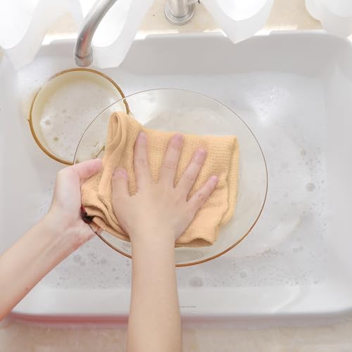 100% Cotton Waffle Weave Kitchen Dish Cloths 12 (Apricot / 12 X 12 - 12 Pack)