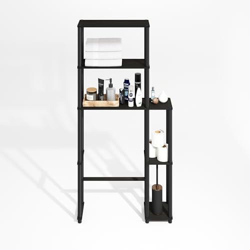 Turn-N-Tube Over The Toilet Storage, 5-Shelf Over The Toilet Organizer, Freestanding Space Saver Bathroom Shelf, for Bathroom Organizers and Storage, Black Espresso (5-Shelf / Black Espresso/Black)
