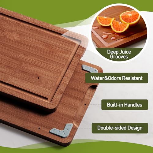 Bamboo Cutting Board Set Non Slip Feet Over Sink Father Day Dad Parents Papa Stepdad Pappy Poppy Pawpaw Who Want Nothing Everything Future Groom Bride Law Christmas Xmas (4-Piece / Brown)