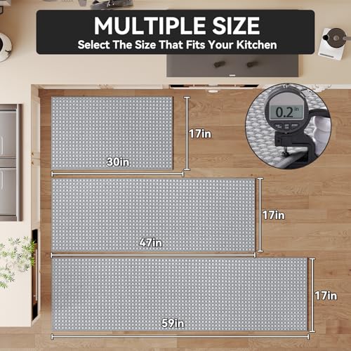 Kitchen Mat Kitchen Rugs Sets of 2 PCS Non Slip Gray 17"x30"+17"x59" (Light Grey / 17"x59"+17"x30")