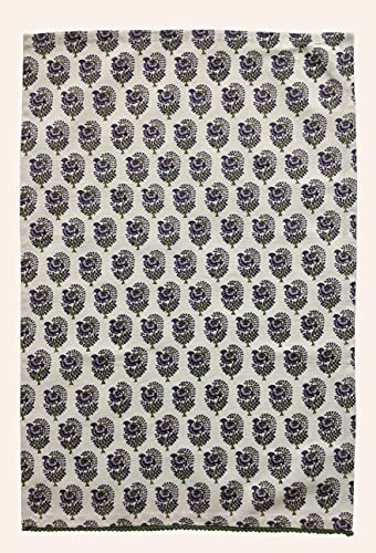 Printed Kitchen Dish Bar and Tea Towels Cotton (Set of 4 (18x28 Inches) / White & Purple)