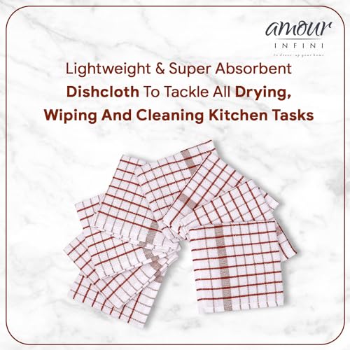 Kitchen Dish Cloths Set of 8 (Rust / 12 x 12 Inches - Set of 8)