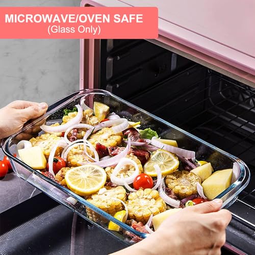 8 Pieces Glass Baking Dish with Lids (Red)