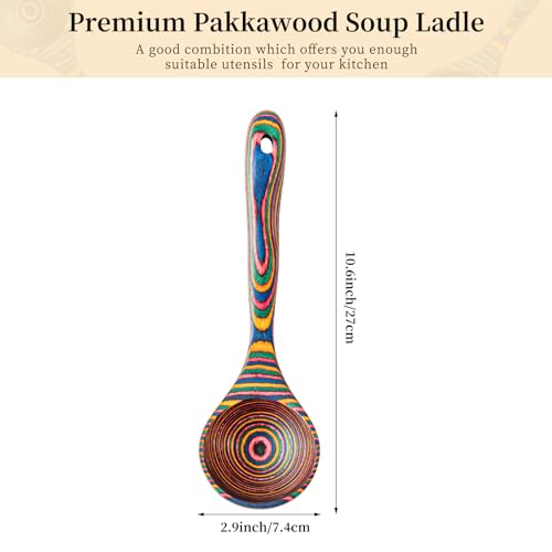 Pakkawood Rainbow Deep Soup Ladles (1 PC Rainbow Ladle)