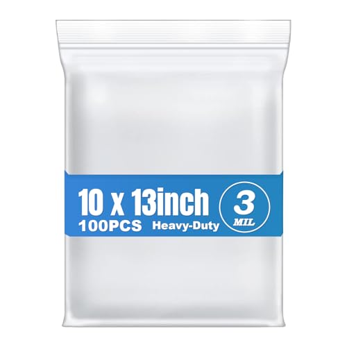 100Pcs 10"x13" Thick 3Mil Clear Reclosable Zip Seal Lock Plastic Poly Bags (10x13inch(100PCS))