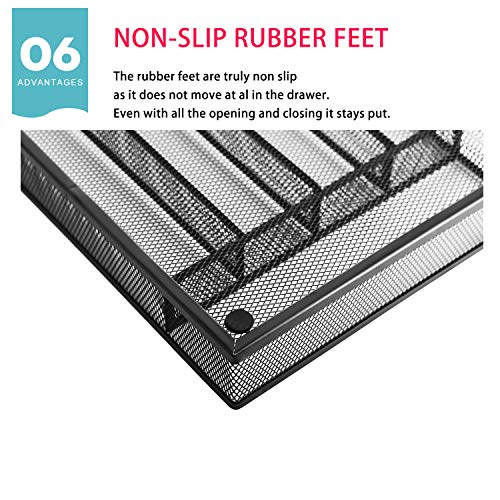 Utensil Drawer Organizer (5 Compartments / Black)